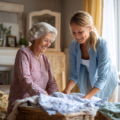 Herzliche Haushaltshilfe bei einer Seniorin
